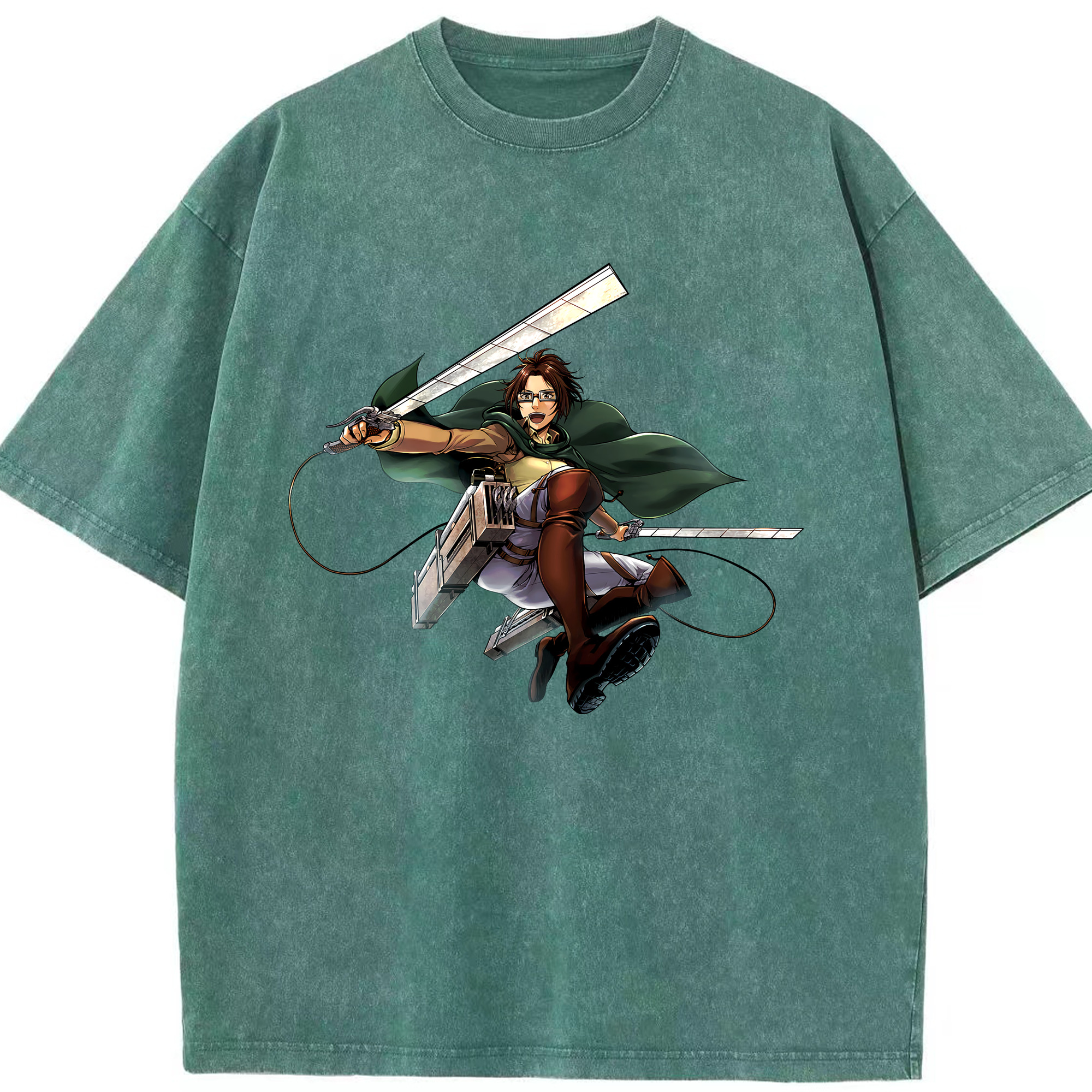 （画像用） 進撃の巨人 ハンジ·ゾエ Attack on Titan Hanji Zoe 綿100% ヴィンテージ風 半袖Tシャツ（フロントプリント）